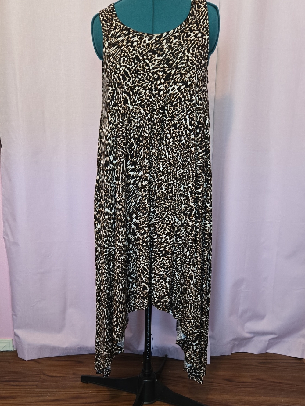 Kate & Mallory Sleeveless Animal Print Hanky Hem Dress